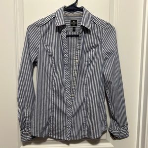 Express XS Blue and White Button Down Shirt